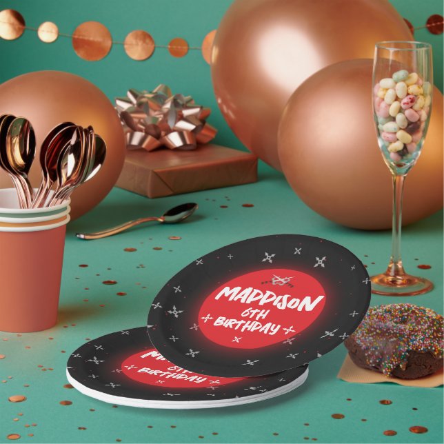 Prato De Papel Placas de Festa de aniversário Ninja Pretas (Múltiplo)