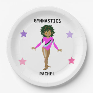 PRATO DE PAPEL PLACAS DE FESTA GINÁSTICA PARA GAROTAS PERSONALIZA