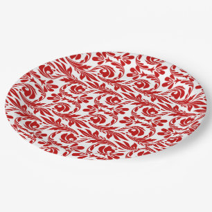 Prato De Papel PLACAS DE FESTA Waves-Vermelho-Branco-PAPEL