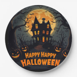 Prato De Papel Placas de festas de Dia das Bruxas Felizes