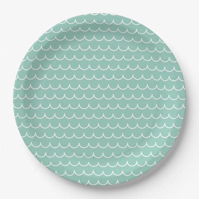 Prato De Papel Placas de Festas de Ondas Oceanas | Turquesa e ond (Frente)