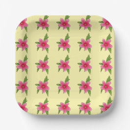 Prato De Papel Placas de floração de Hibiscus cor-de-rosa-claro