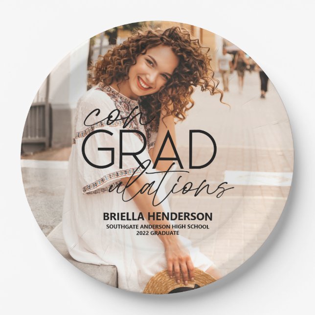 Prato De Papel Placas de Graduação de ConGRADulações (Frente)