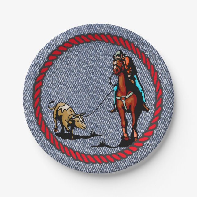 Prato De Papel Placas de Impressão de Denim do Partido Ocidental (Frente)