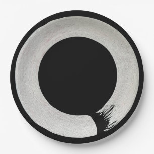 Prato De Papel Placas de Janto de Símbolos de Enso Preto e Branco