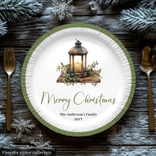 Prato De Papel Placas de Lanterna de Natal em Aquarela Boho Aconc