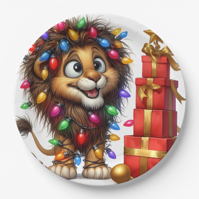 Prato De Papel Placas de Leão de Natal (Frente)