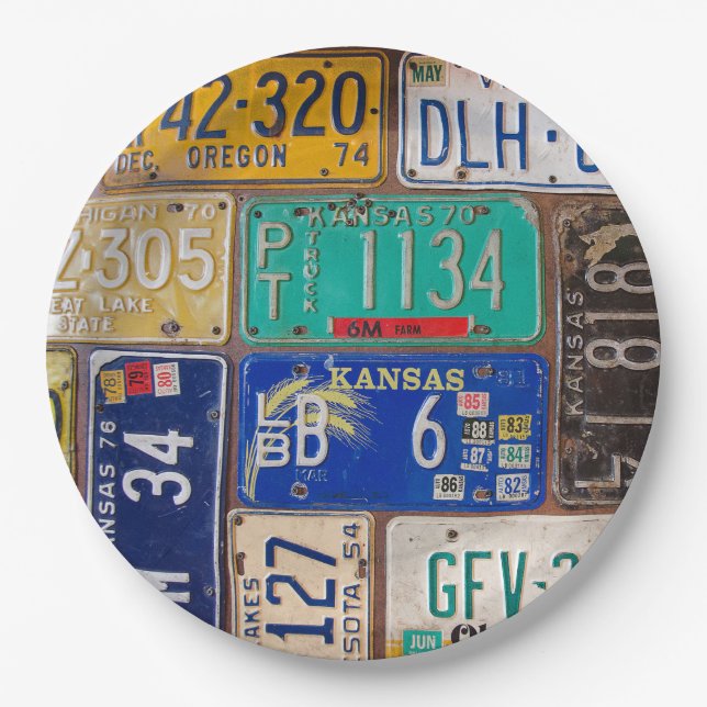 Prato De Papel Placas de Licença Retro Rusty (Frente)