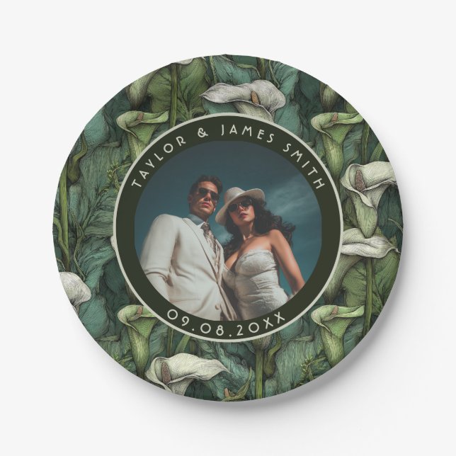 Prato De Papel Placas De Lírios Clássicos Para Festa de casamento (Frente)