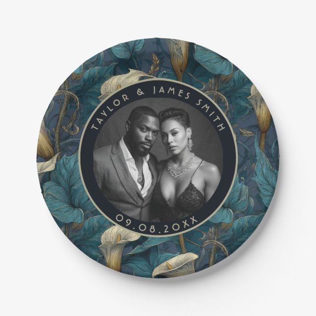 Prato De Papel Placas De Lírios Únicas Para A Noiva Ser Parte (Frente)