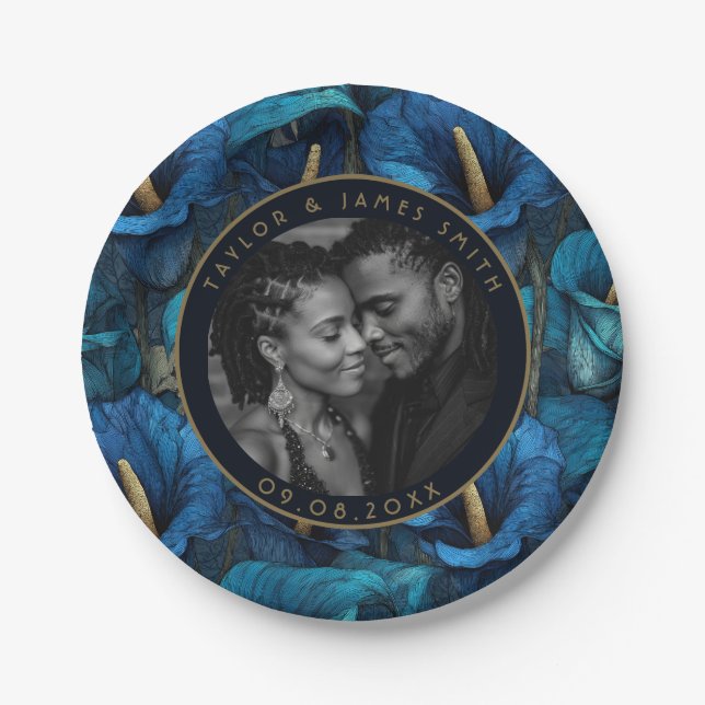 Prato De Papel Placas De Lírios Únicas Para Simples Casamento (Frente)