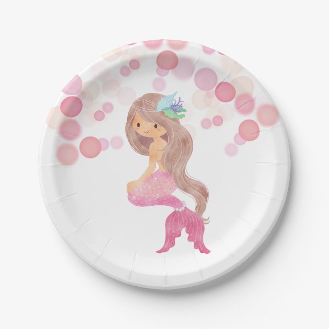 Prato De Papel Placas de Mermaid Watercolor (Frente)