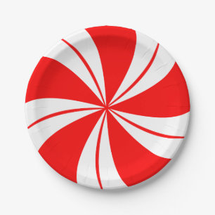 Prato De Papel Placas de Natal de Hortelã Vermelha