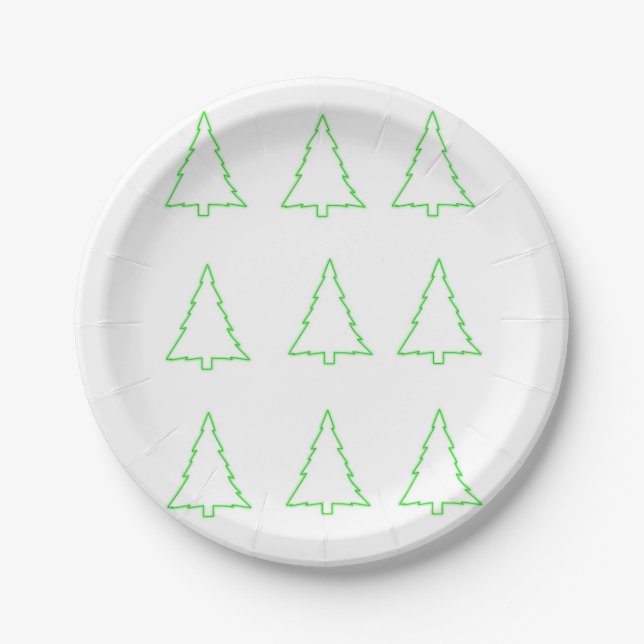 Prato De Papel Placas de Natal, Feliz Árvore Verde de Natal (Frente)
