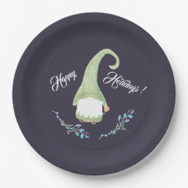 Prato De Papel Placas de natal Gnomo Verde Escandinavo