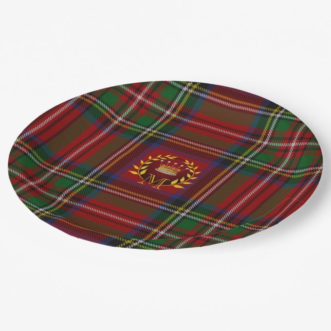 Prato De Papel Placas de Natal Tartan - Zazzle Placas Descartávei (Inclinado)