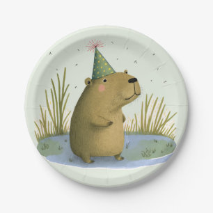 Prato De Papel Placas de Ódio Festivas Capybara Birthday