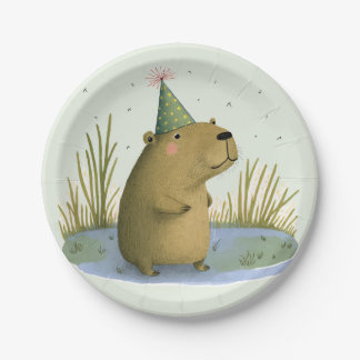 Prato De Papel Placas de Ódio Festivas Capybara Birthday