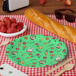 Prato De Papel Placas de padrão de Páscoa verde-claro