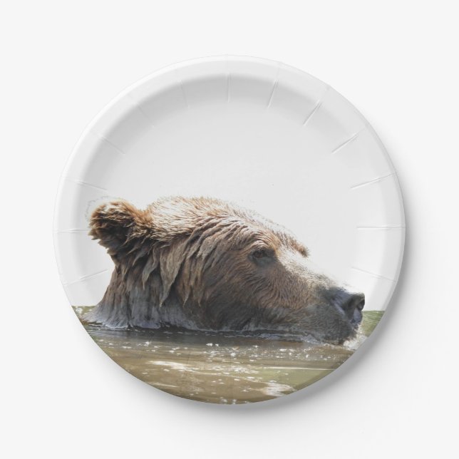 Prato De Papel Placas de papel 7" com urso de urso (Frente)