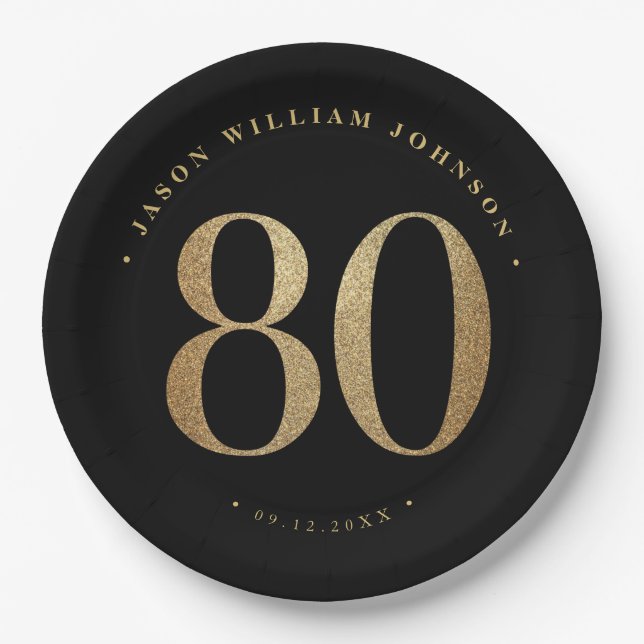 Prato De Papel Placas de papel 80 Festa de aniversário (Frente)