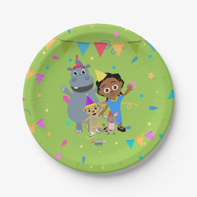 Prato De Papel Placas de papel Akili e Amigos (Frente)