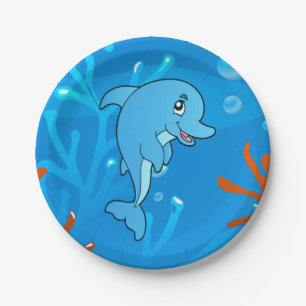 Prato De Papel Placas De Papel Aquático Para O Oceano Golfinho