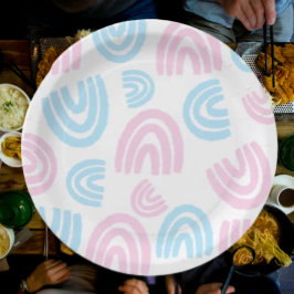 Prato De Papel Placas de papel arco-íris de Pastel Trans Pride