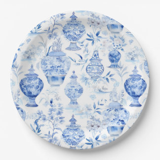 Prato De Papel Placas de Papel Azul Chinoiserie