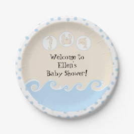 Prato De Papel Placas de papel azul para portáteis no mar