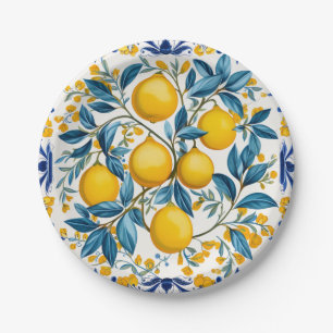 Prato De Papel Placas de papel 💙 Azulejos Lemon Orchard