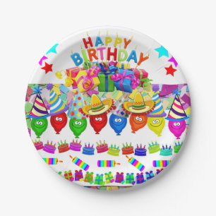 Prato De Papel Placas de papel, Balões de aniversário felizes