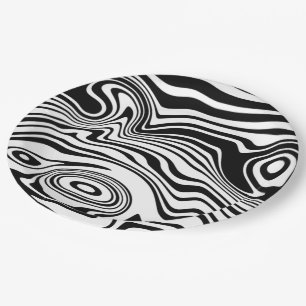 Prato De Papel Placas de papel branco em branco, em abstrato Wavy