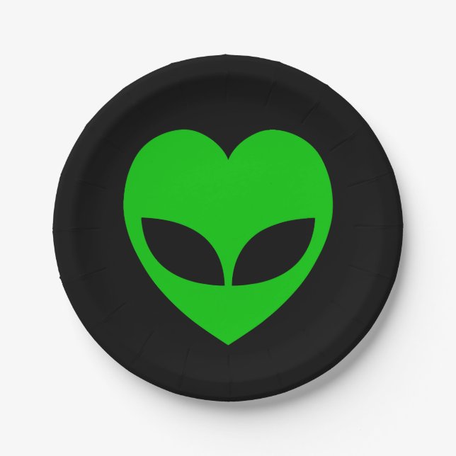 Prato De Papel Placas de Papel Cardíaco com alienígena (Frente)