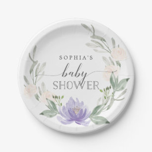 Prato De Papel Placas de papel Chá de fraldas, púrpura, em Pastel