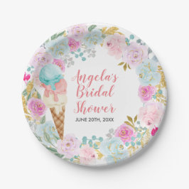 Prato De Papel Placas de papel com aquarela de Sorvete de Pastel