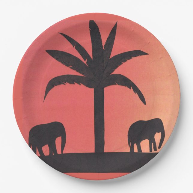 Prato De Papel Placas de papel com Design de elefante (Frente)