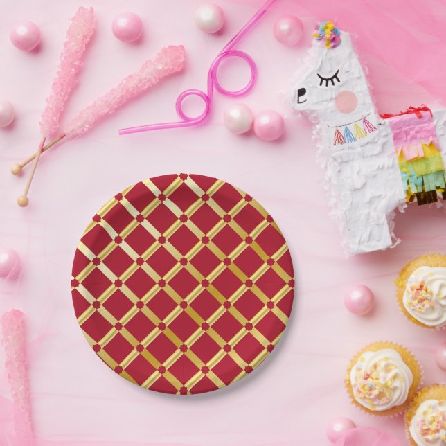 Prato De Papel Placas de papel com inspiração árabe, vermelhas e  (Festa)