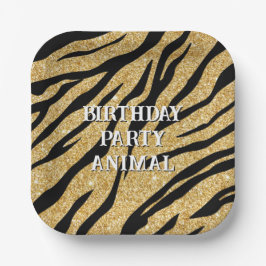 Prato De Papel Placas de papel com risca de cerco Dourada e preta