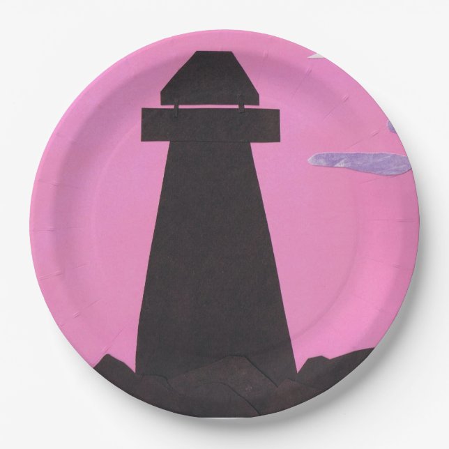 Prato De Papel Placas de papel com um Design de farol (Frente)
