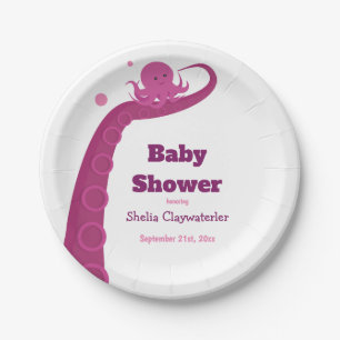 Prato De Papel Placas de papel cor-de-rosa do polvo  