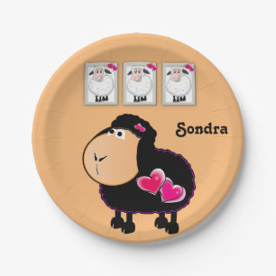 Prato De Papel Placas de Papel, Corações Rosa Ovinos