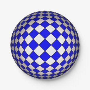 Prato De Papel Placas de papel da esfera azul & branca da ilusão