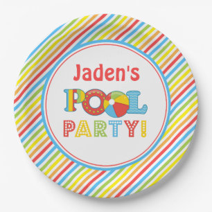 Prato De Papel Placas de papel da festa na piscina, decoração d