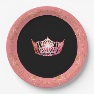 Prato De Papel Placas de papel de 9", estilo Miss América, cor-d