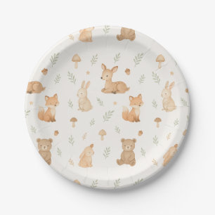 Prato De Papel Placas De Papel De Animais De Floresta - Tema Flor