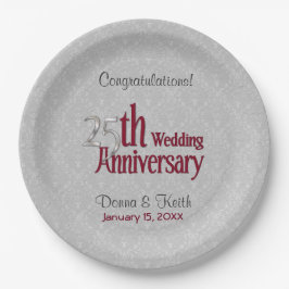 Prato De Papel Placas de papel de aniversário de 25 Silver e Borg