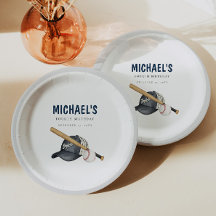 Placas de papel de aniversário de beisebol minimal