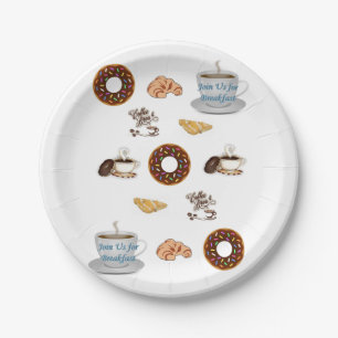 Prato De Papel Placas de papel de aniversário, Rosquinhas de caf