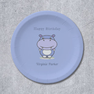 Prato De Papel Placas de Papel de Birthday Cujo Hippo é